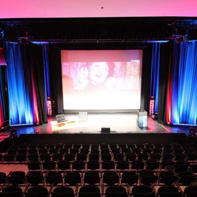 Trade show audio visual set up